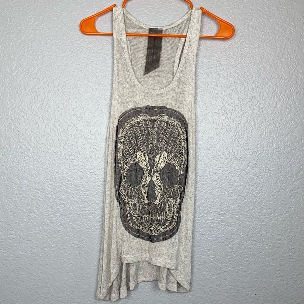 Moon Collection Los Angeles Womens Scoop Neck Skull Tank Top White Size?